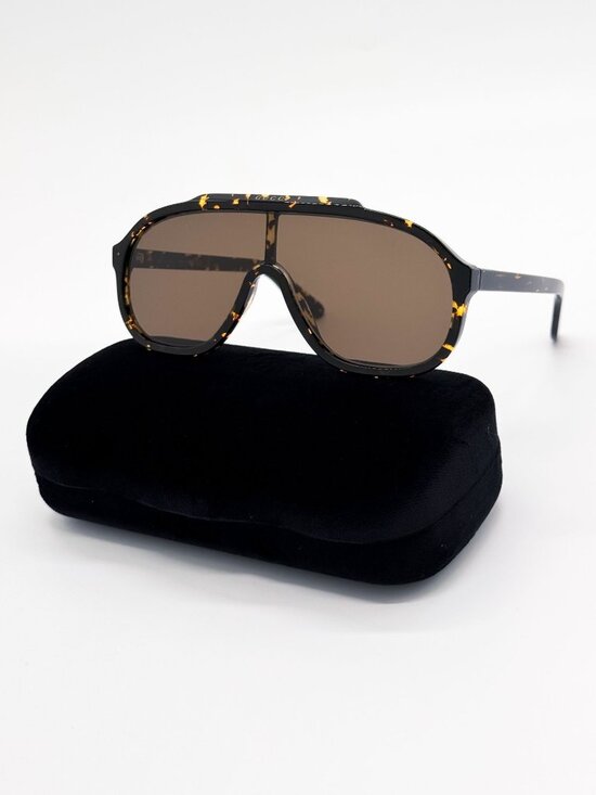 NEW GUCCI SUNGLASSES GG1038S 002 HAVANA SHIELD UNISEX EYEWEAR main image 6